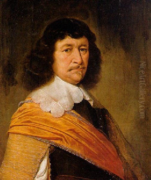 Portrait Of A Burgher, Wearing An Orange Sash Of Office Oil Painting by Jan Anthonisz Van Ravesteyn