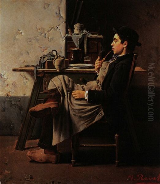 Die Mittagspause Des Lehrlings Oil Painting by Victor Ravet