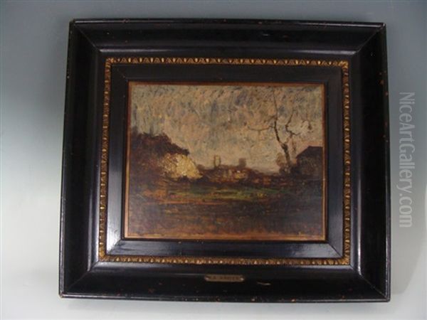 Les Rochers De La Maline Et Les Tours De Morestel Au Loin Oil Painting by Auguste Francois Ravier