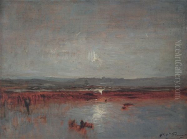 Lever De Lune Oil Painting by Auguste Francois Ravier