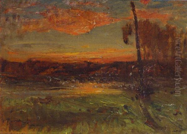 Paysage Crepusculaire Oil Painting by Auguste Francois Ravier