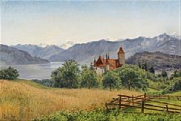 Springtime In The Mountains Oil Painting by Louise Christiane Ravn-Hansen