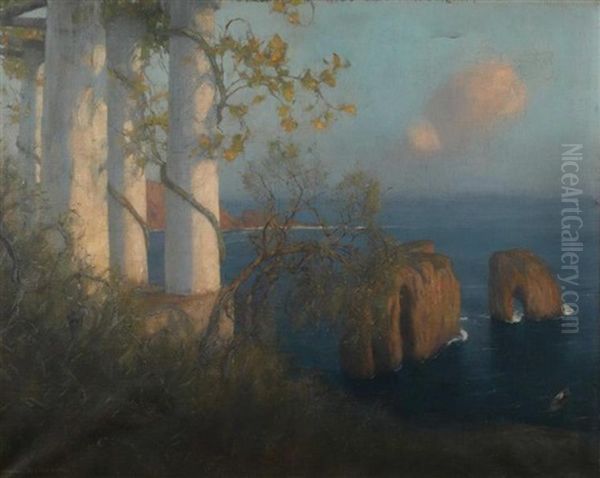 Jardin En Bord De Mer Mediterranee (capri ?) Oil Painting by Maurice Realier-Dumas