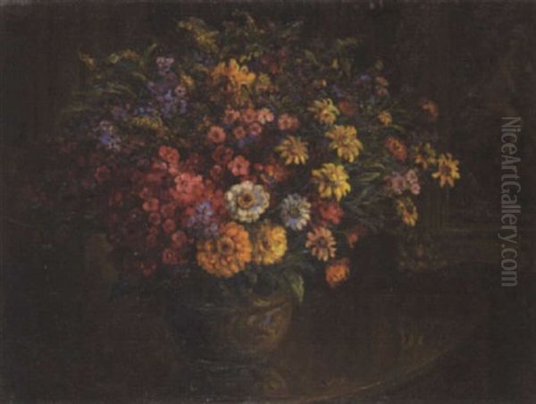 Sommerblumenstraus In Einer Vase Oil Painting by Peter Emil Recher