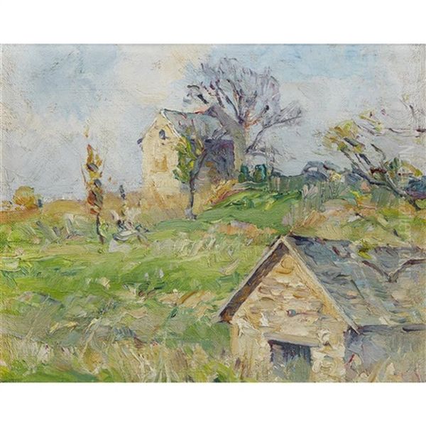 Bucks County Springhouse Oil Painting by Stanley L. Reckless