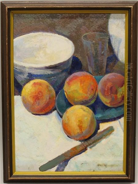 Peaches Oil Painting by Stanley L. Reckless