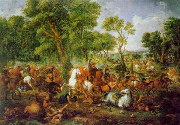 Grande Battaglia Che Si Svolge Tra Milizie Cristiane E Turche Oil Painting by Christian Reder