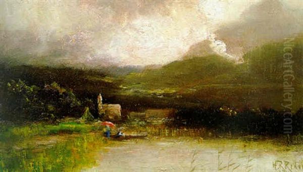 Gewitterstimmung Am See Oil Painting by Heinrich Richard Reder