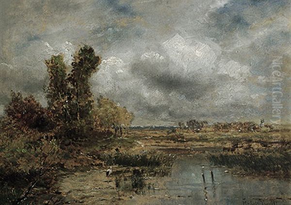 Mooslandschaft Mit Storch An Einem Prachtvollen Morgen Oil Painting by Franz Reder-Broili