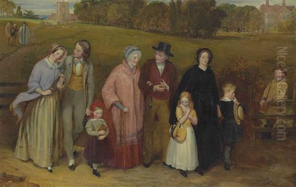 Sunday Morning: The Walk From Church Oil Painting by Richard Redgrave