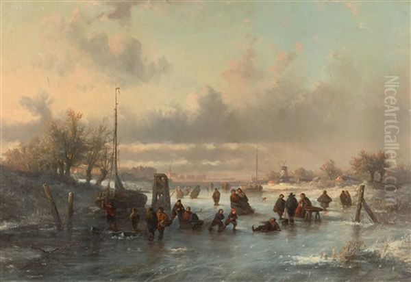 Eisvergnugen Auf Der Schelde Oil Painting by Laurent Herman Redig
