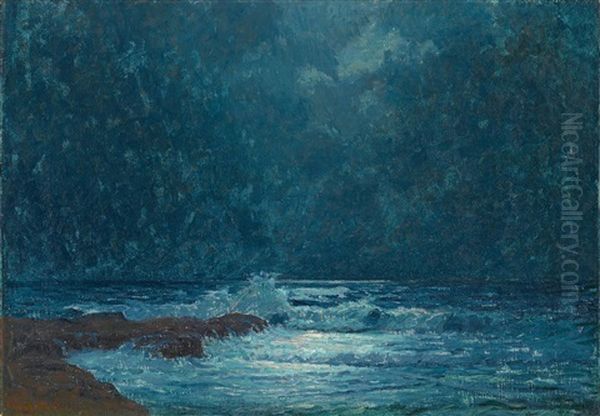 Moonlight On The Coast Oil Painting by Granville S. Redmond