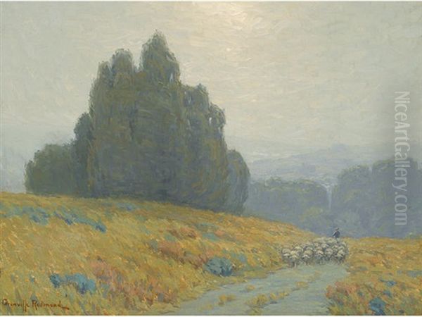 Shepard And His Flock In The California Hills Oil Painting by Granville S. Redmond