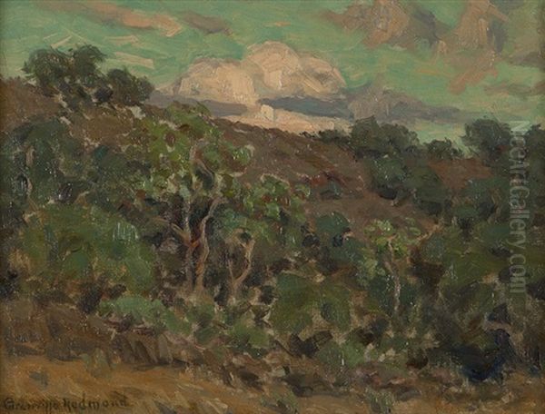 Trees In A Hillside Landscape Oil Painting by Granville S. Redmond