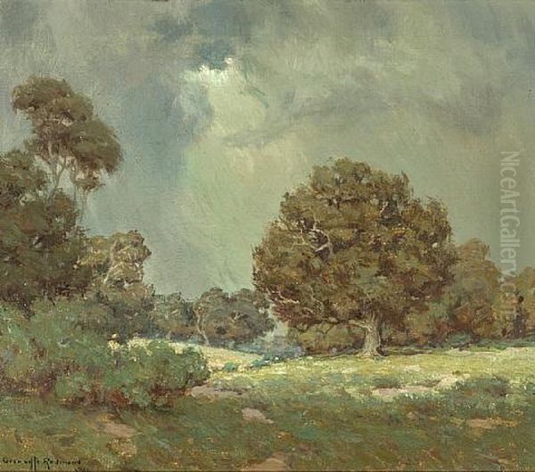 Wildflowers Under Grey Skies, The Coming Storm Oil Painting by Granville S. Redmond
