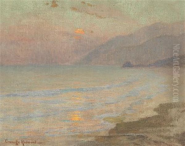 A Coastal Sunset, Laguna Beach (?) Oil Painting by Granville S. Redmond