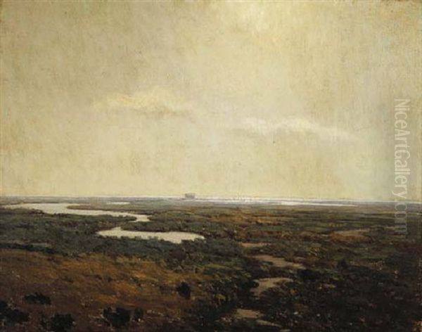 Sunset Over The Marsh Oil Painting by Granville S. Redmond