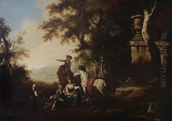 Corteggiamento Oil Painting by Cesare Reduzzi