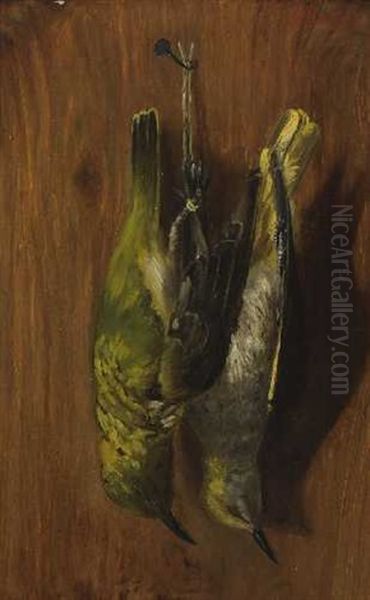 Stillleben Mit Zwei Erlegten Vogeln Oil Painting by Johannes Reekers
