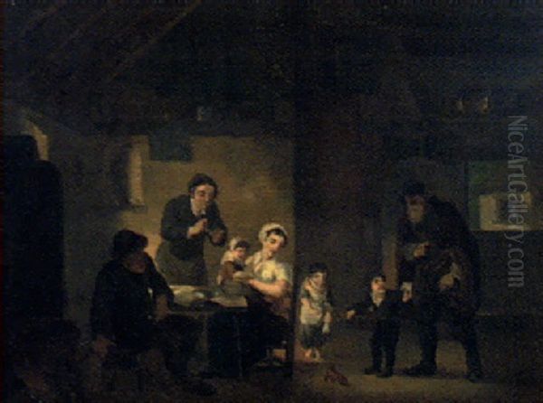 Den Kringresande Underhallaren Oil Painting by Petrus Johann Van Regemorter