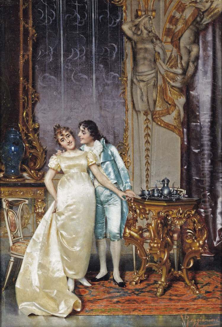 A Private Liaison Oil Painting by Vittorio Reggianini
