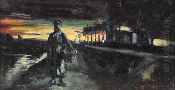 Figure In Landscape Oil Painting by Regnault Henri