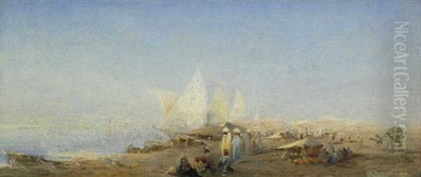 Hafenszene Am Nil Mit Handlern Oil Painting by Regnault Henri