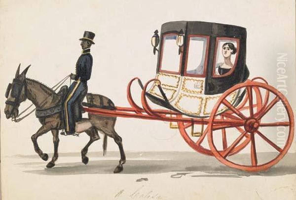 Caleche Oil Painting by A.A. Bonnaffe