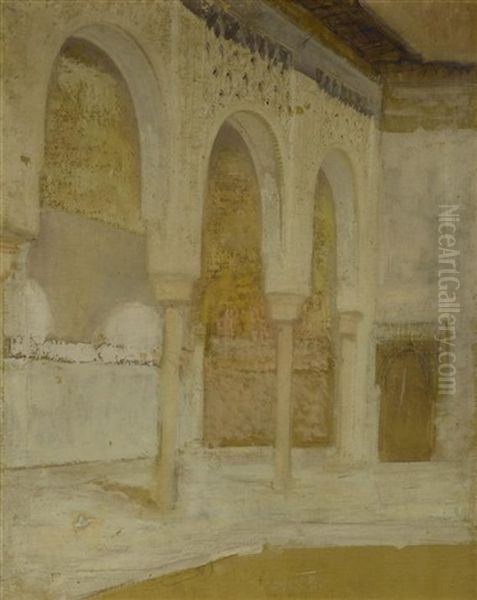 Die Saulenhalle Der Alhambra Oil Painting by Regnault Henri