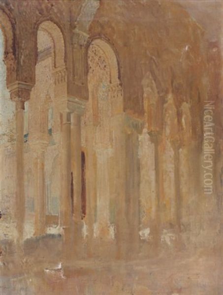 Colonnade Du Patio Des Lions, L'alhambra, Grenade Oil Painting by Regnault Henri