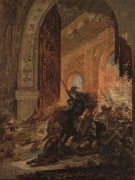 Attaque D'un Palais Maure Oil Painting by Regnault Henri
