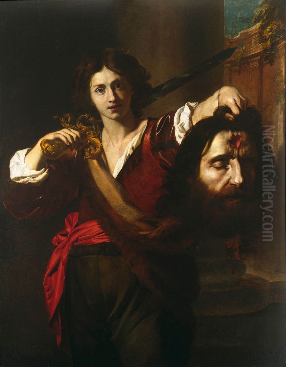 David With The Head Of Goliath Oil Painting by Nicolas Regnier