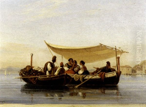 Pecheurs Dans Une Barque Oil Painting by Alphee De Regny