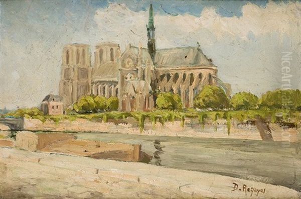Vista De Notre Dame, Paris Oil Painting by Dario de Regoyos y Valdes