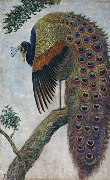 Pavo Real Oil Painting by Dario de Regoyos y Valdes
