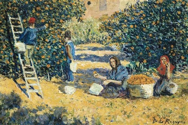 Orangers (1894) Oil Painting by Dario de Regoyos y Valdes