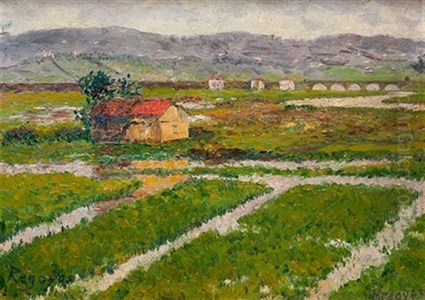 Inundacion En Bidasoa Oil Painting by Dario de Regoyos y Valdes