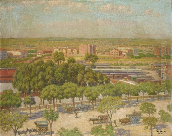 Vista De Madrid, Estacion Del Norte (madrid, North Station) Oil Painting by Dario de Regoyos y Valdes