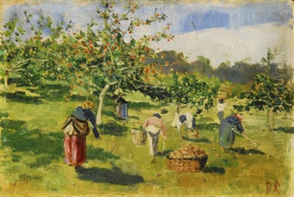 La Cosecha De Las Manzanas Oil Painting by Dario de Regoyos y Valdes