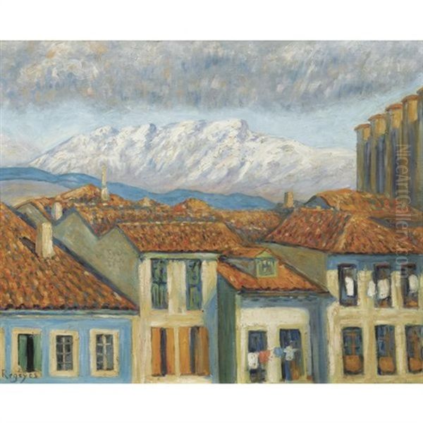 Renteria Y Las Penas De Aya - Renteria And The Mountains Of Aya Oil Painting by Dario de Regoyos y Valdes