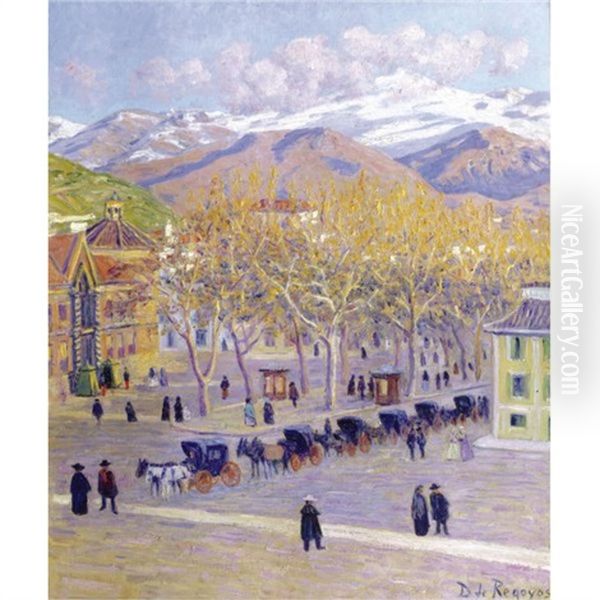 Une Place A Grenade Oil Painting by Dario de Regoyos y Valdes