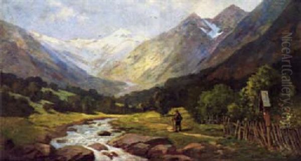 Pflerschtal Mit Tribulaun Oil Painting by Eugen Reichenbach