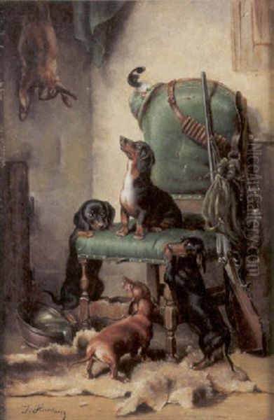 Jagdgehilfen Mit Beute Oil Painting by Carl Reichert