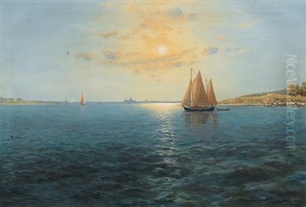 Sailing Boats In Morning Light Oil Painting by Alexander Reich-Staffelstein