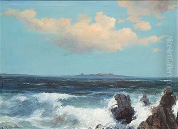 Kystparti Med Udsigt Mod En O Oil Painting by Alexander Reich-Staffelstein