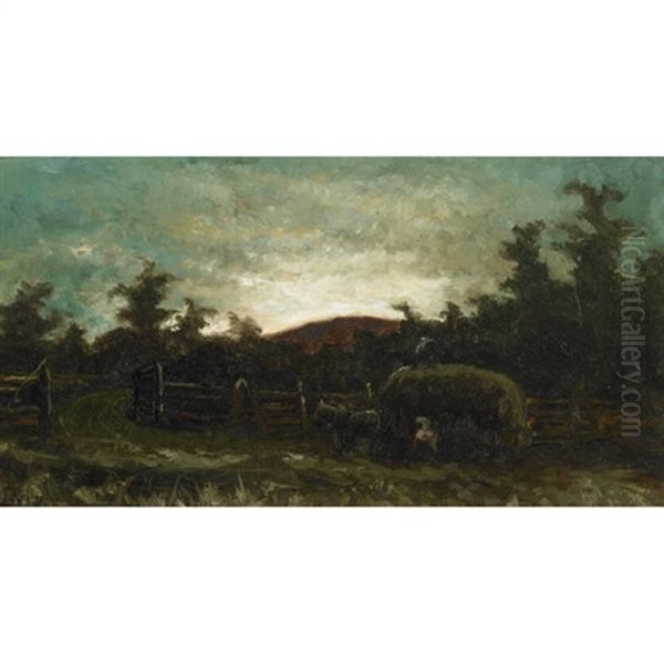 Haying Scene, Dusk Oil Painting by George Agnew Reid
