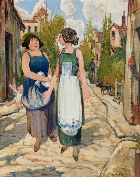 Acidulous And Credulous, Alternatively Titled, The Gossips Oil Painting by Charles Reiffel
