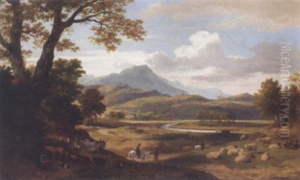 View Over A Valley Oil Painting by Ramsay Richard Reinagle
