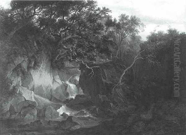 A Waterfall In The Wood Oil Painting by Ramsay Richard Reinagle