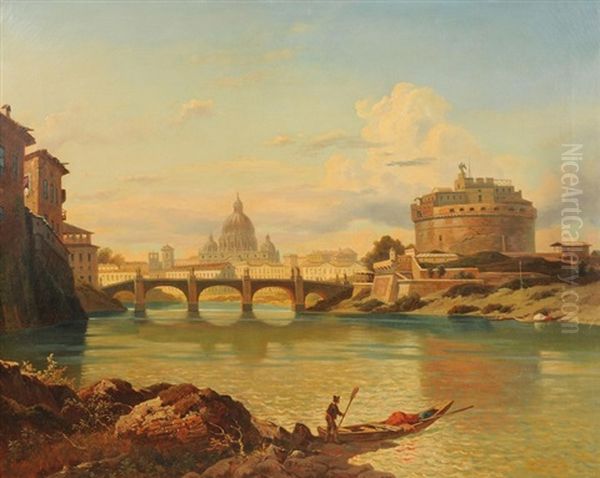 Ansicht Von Rom Mit Engelsburg Und Vatikan Oil Painting by Franz Reinhold